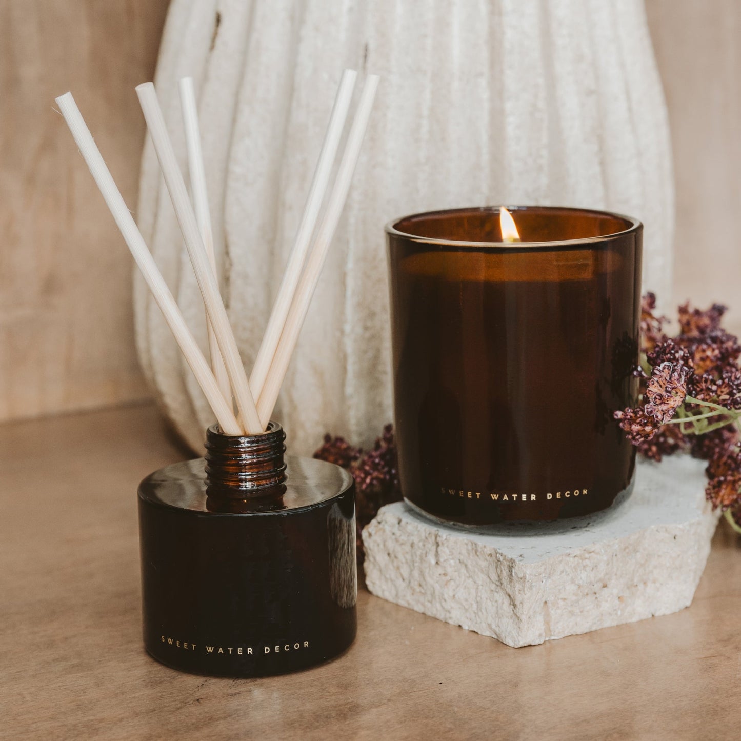 Hello Fall diffuser styled in a cozy room