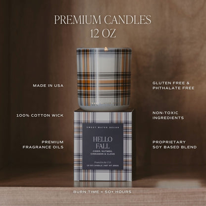 Boxed fall candles shown as a collection