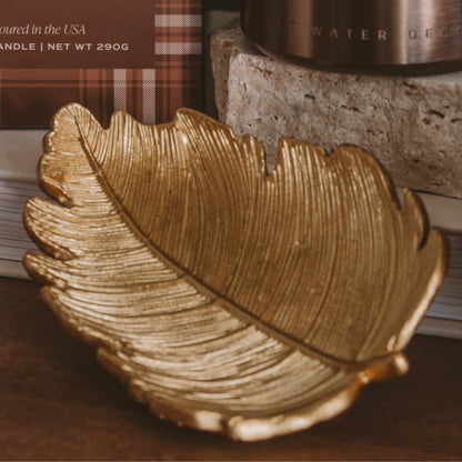 Alternate view of the gold leaf trinket dish