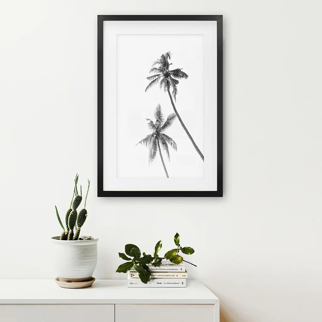 Minimalist Black White Palms Poster — frame and size preview 4