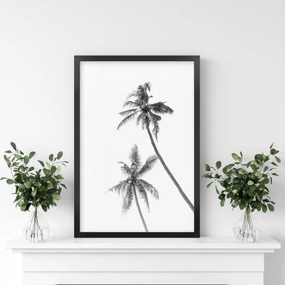Minimalist Black White Palms Poster — frame and size preview 2