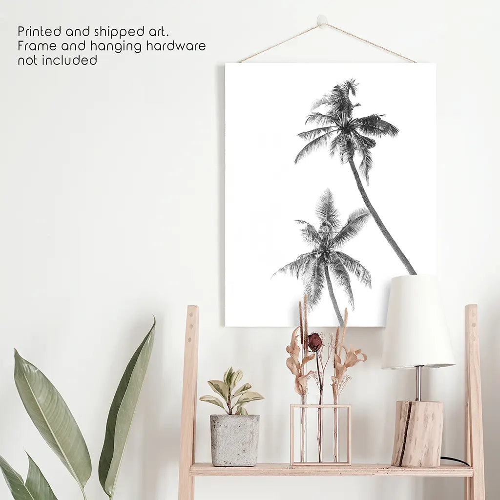 Minimalist Black White Palms Poster — frame and size preview 10