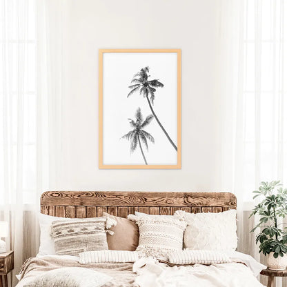 Minimalist Black White Palms Poster — frame and size preview 6