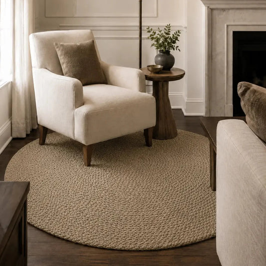 Natural Round Braided Jute Rug