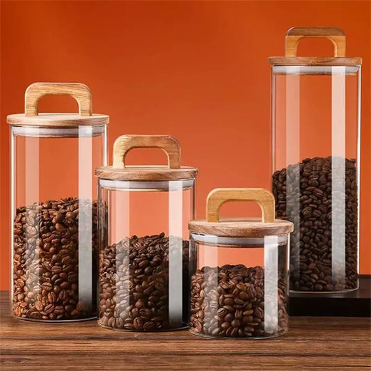 Wood Lid Glas Cannister