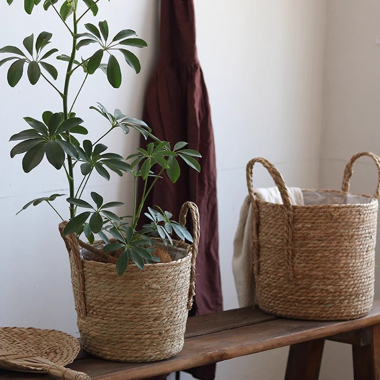 Detail of the braided seagrass weave and rope handle
