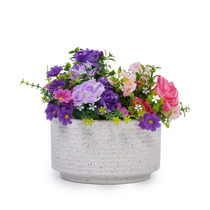 2 Pieces Ceramic Flowerpot, Modern Planter for Patio, Garden or Windowsills - Milk White