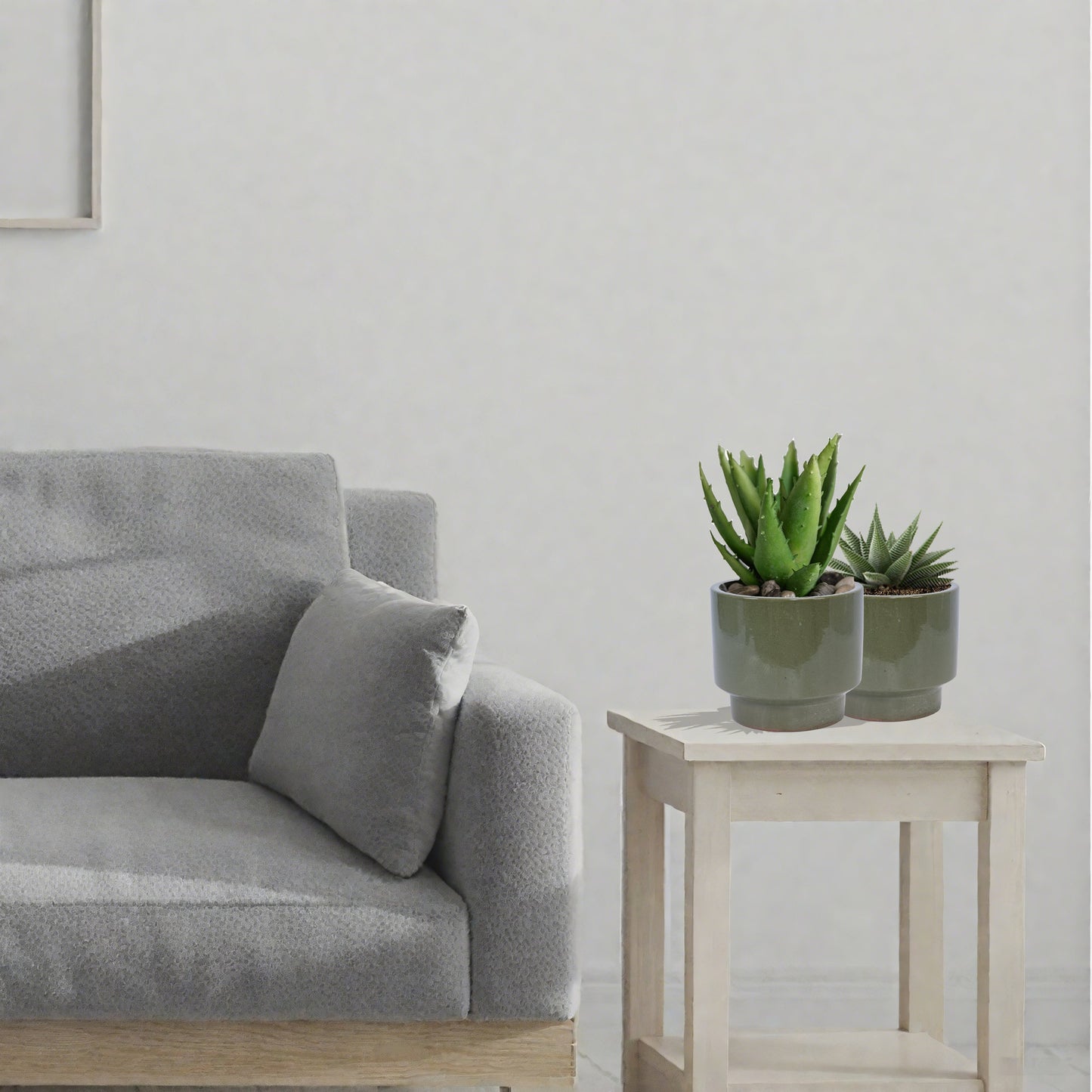 3 Pieces Ceramic Flowerpot Set - Antique Light Green