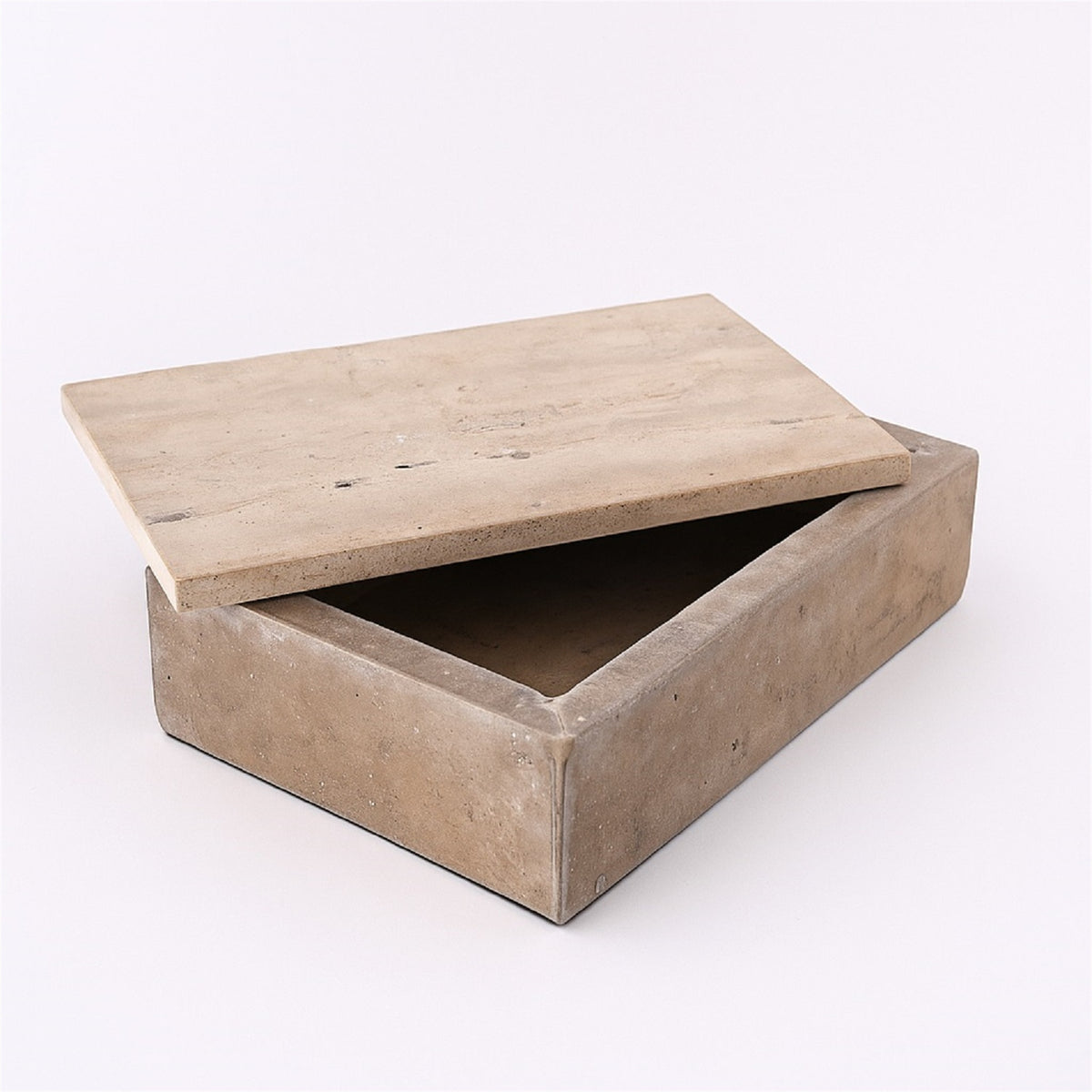 Cream Travertine Lidded Box by BIDKhome
