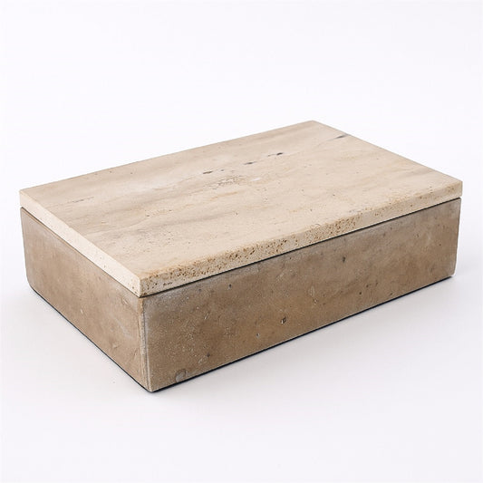 Cream Travertine Lidded Box by BIDKhome