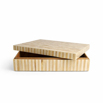Striped Bone Decorative Box — Large by BIDKhome