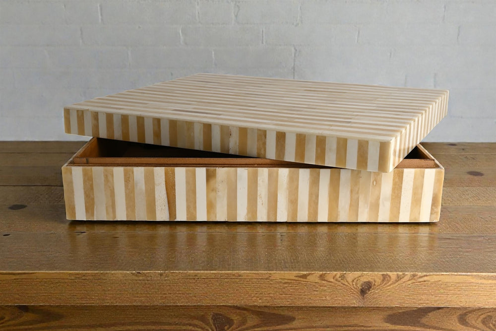 Striped Bone Decorative Box — Large