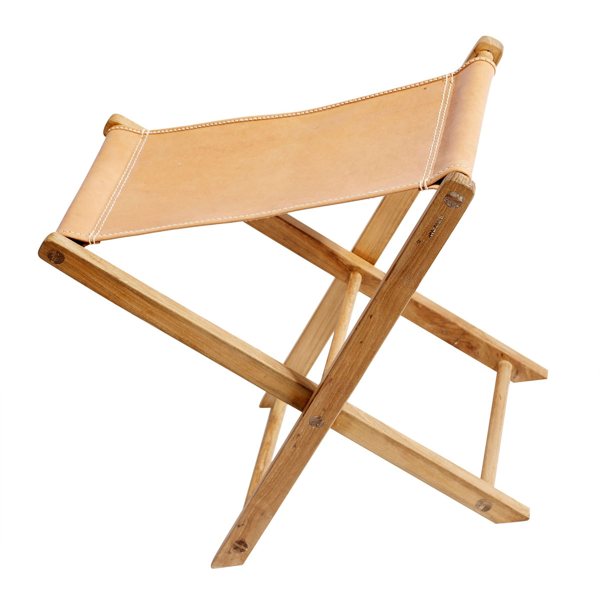 Memphis Folding Teak Stool — Natural leather by Muubs