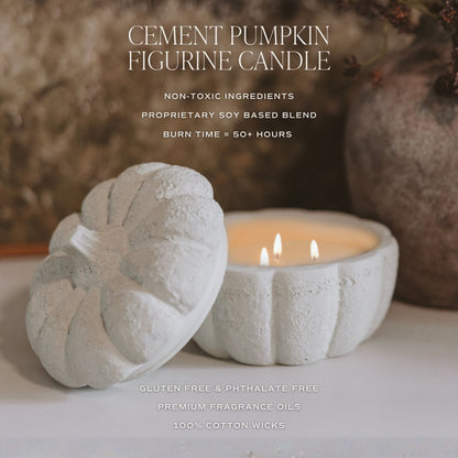 Feature overview for the cement pumpkin candle