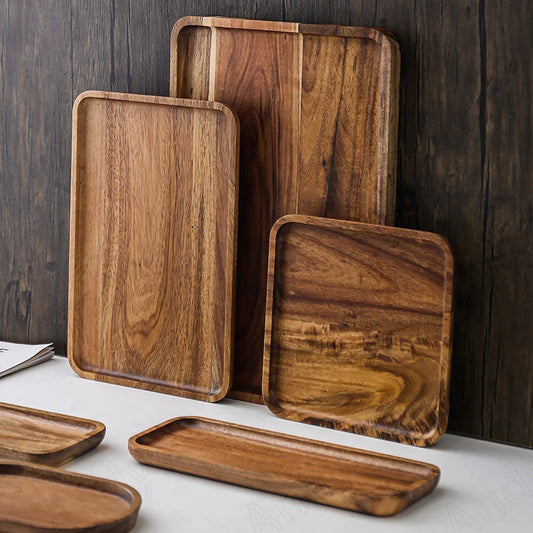 Acacia Wood Tray Set