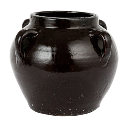Found Black Clay Jar with Handles