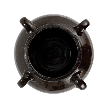 Found Black Clay Jar with Handles