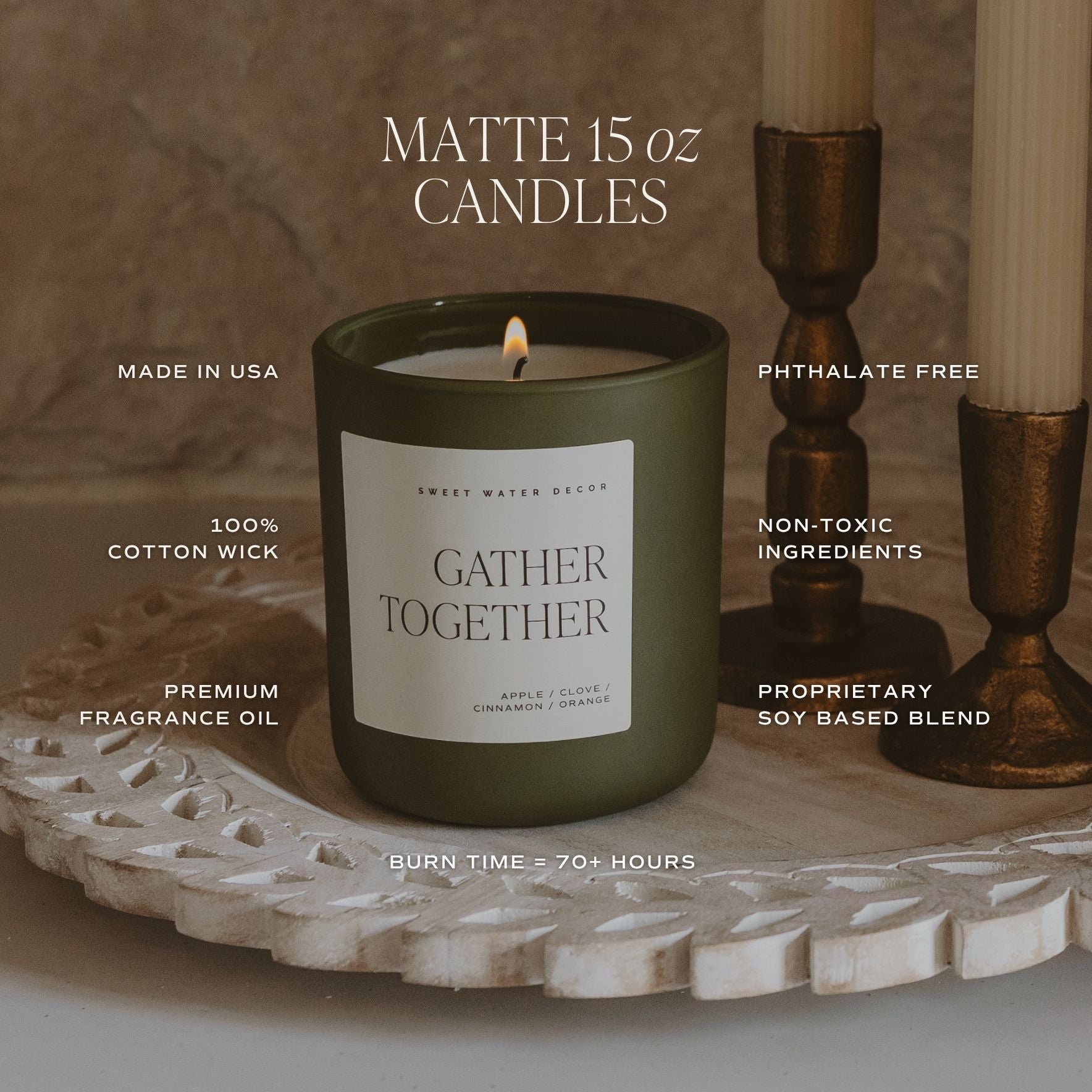 Feature overview for the olive matte candle
