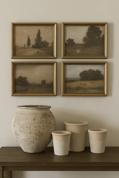 Muted Landscapes Framed Prints, Set of 4