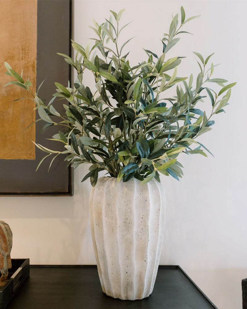 30" Faux Olive Arrangement in Artisan Vase